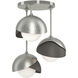 Brooklyn 3 Light 12 inch Sterling and Natural Iron Semi-Flush Ceiling Light in Sterling/Natural Iron