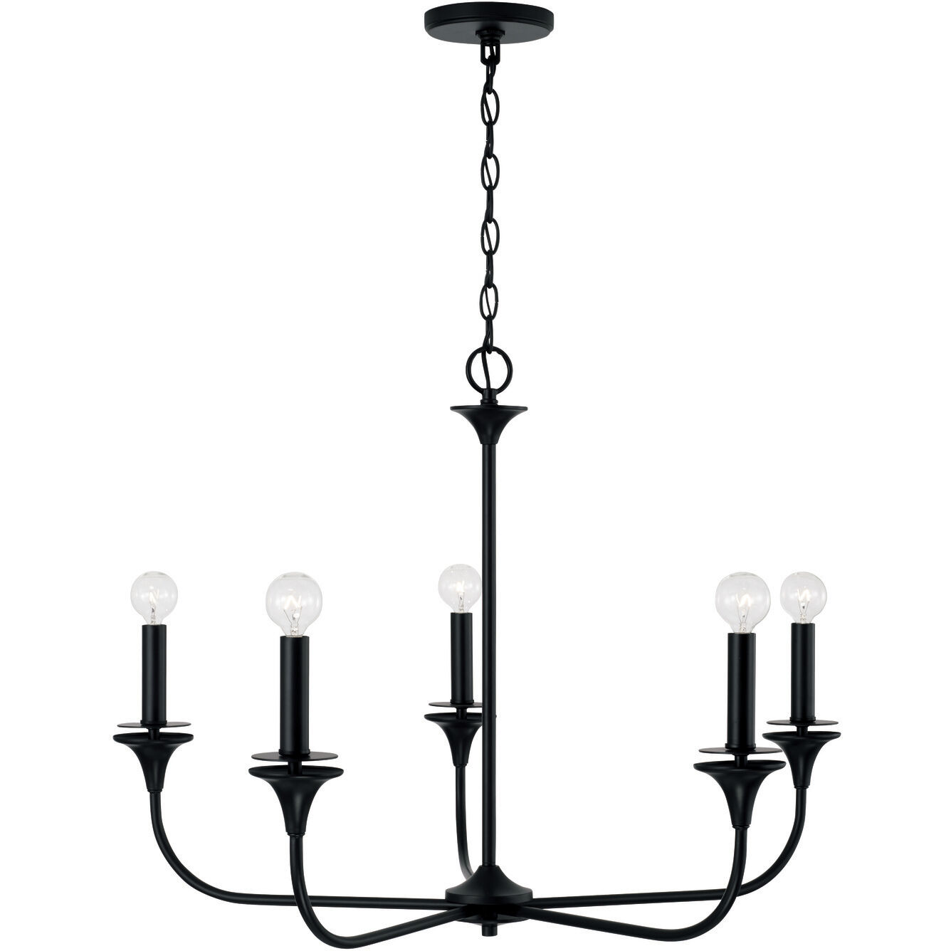 Presley 5 Light 31 inch Matte Black Chandelier Ceiling Light