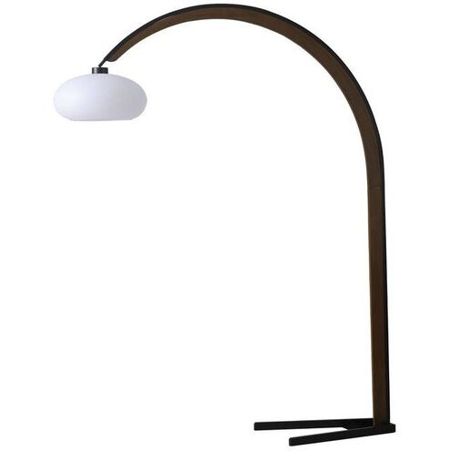 Vaulted 86 inch 100.00 watt Weathered Brass and Walnut with Black Arc Floor Lamp Portable Light