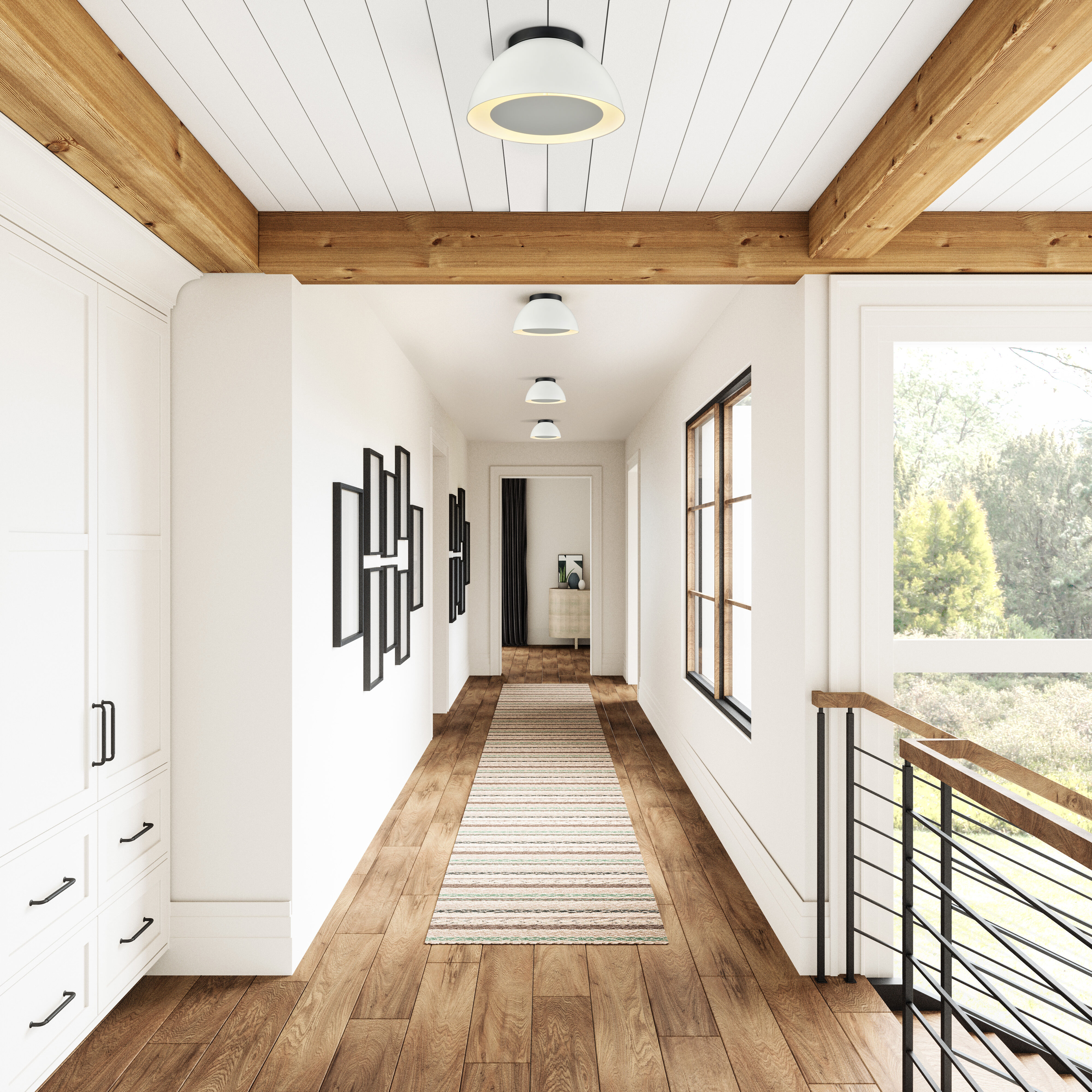 Pelham 2 Light 10 inch White with Matte Black Flush Mount Ceiling Light