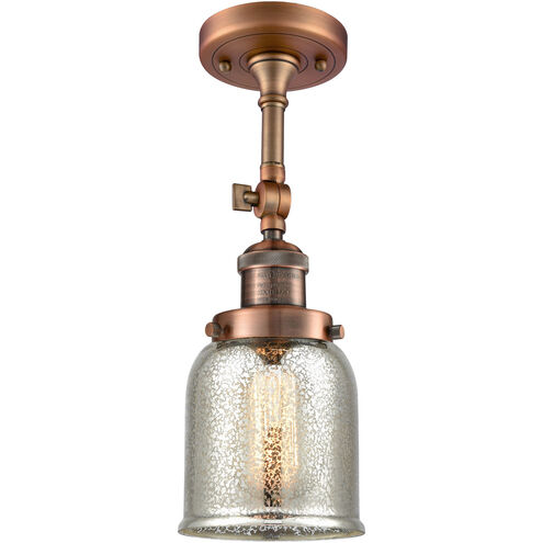 Franklin Restoration Small Bell LED 5 inch Antique Copper Semi-Flush Mount Ceiling Light in Silver Plated Mercury Glass, Franklin Restoration