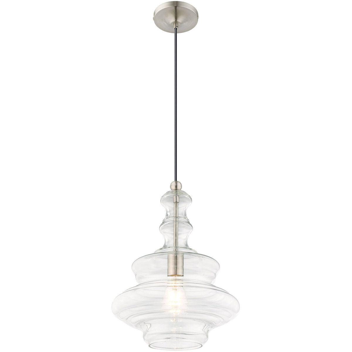 Art Glass 1 Light 12 inch Brushed Nickel Mini Pendant Ceiling Light