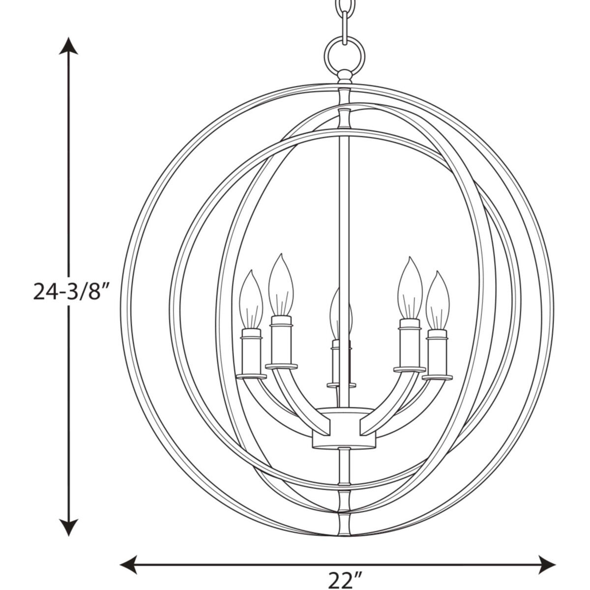 Equinox 5 Light 22 inch Burnished Silver Chandelier Ceiling Light