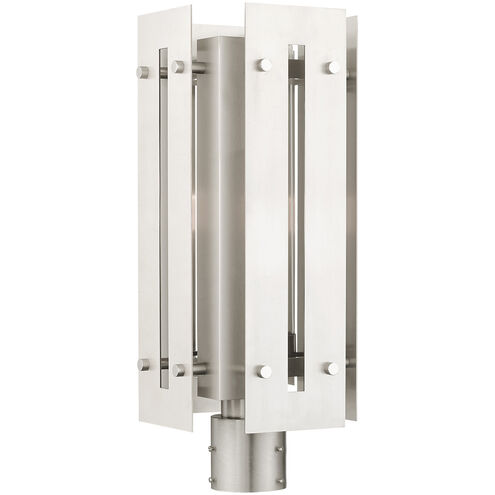 Utrecht 1 Light 20 inch Brushed Nickel Accents Outdoor Post Top Lantern