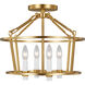 C&M by Chapman & Myers Marston 4 Light 16.38 inch Burnished Brass Semi Flush Mount Ceiling Light