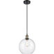 Ballston Large Athens 1 Light 10 inch Black Antique Brass Mini Pendant Ceiling Light in Seedy Glass, Ballston