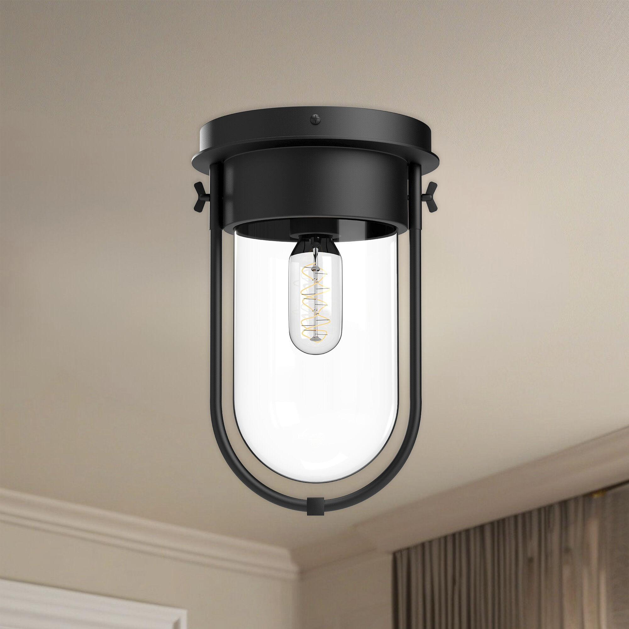 Alora Mood Cyrus 1 Light 7.5 inch Matte Black Flush Mount Ceiling Light