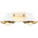 Velax 2 Light 16 inch White Wall Sconce Wall Light in White and Aged Gold Brass