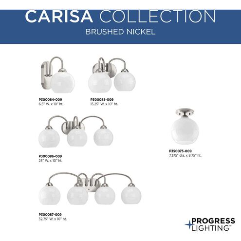 Carisa 1 Light 7 inch Brushed Nickel Bath Vanity Wall Light