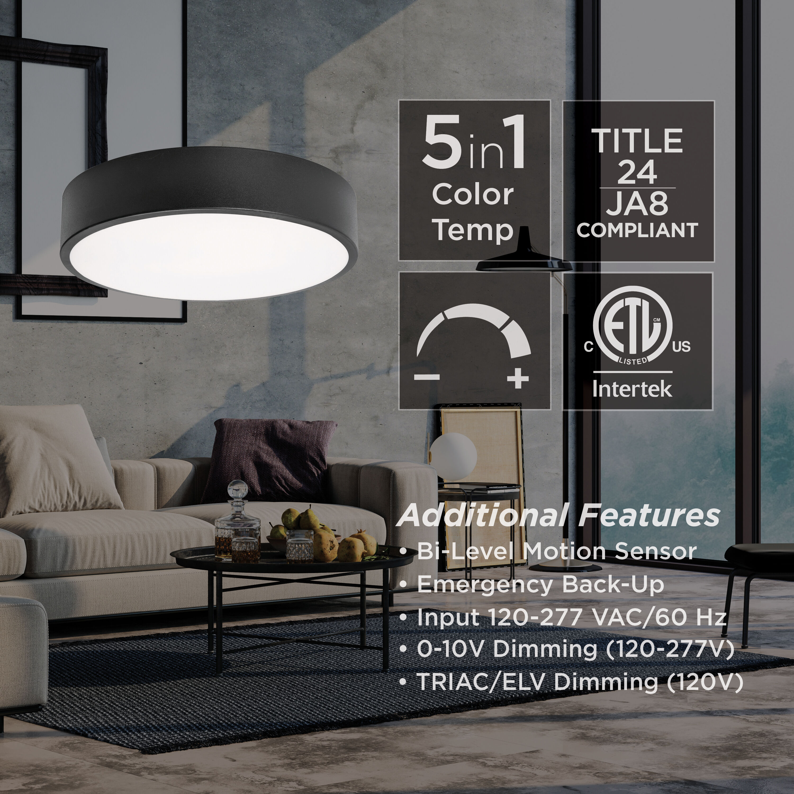 Bailey LED 24 inch Black Flush Mount Ceiling Light