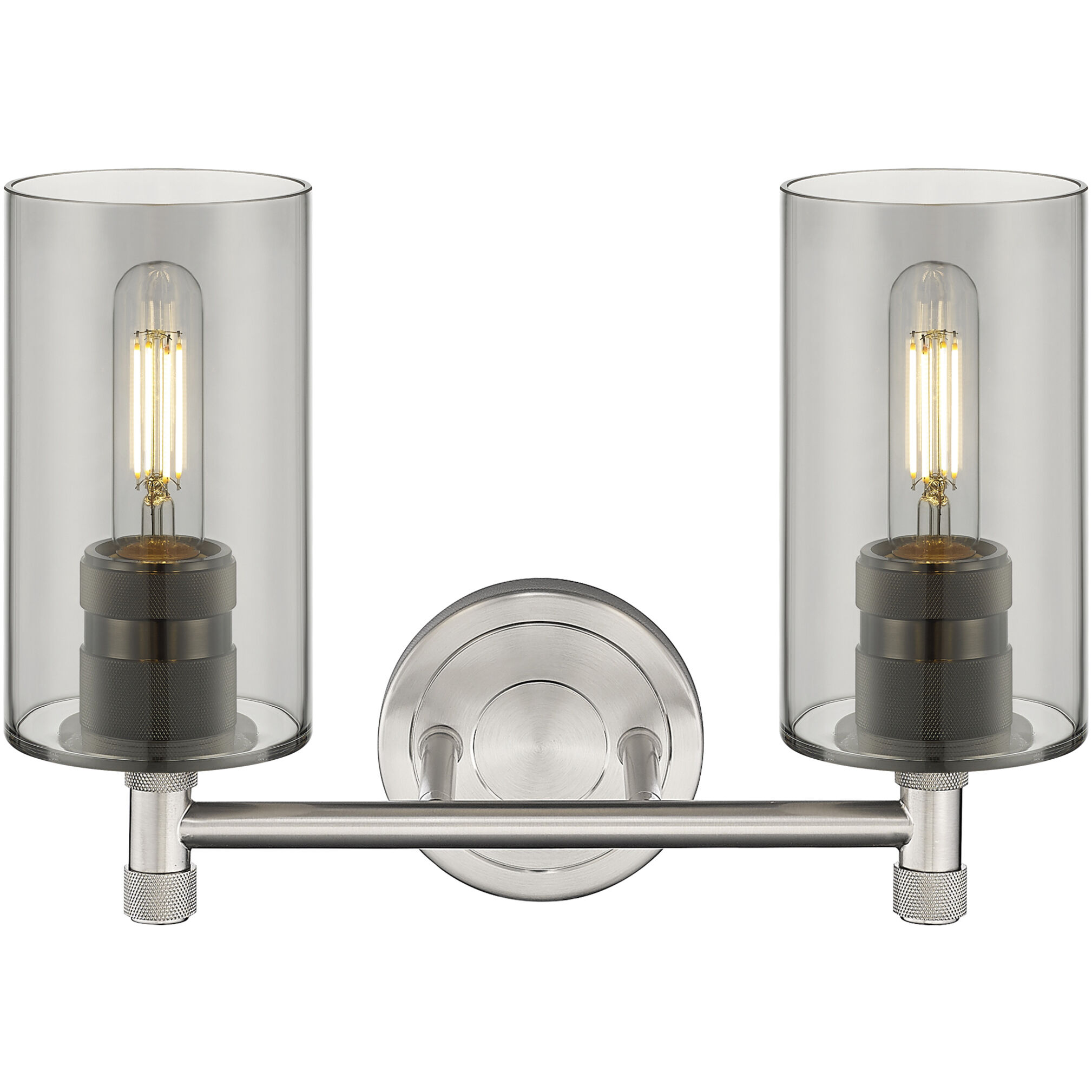 Downtown Urban Crown Point 2 Light 13.88 inch Satin Nickel Bath Vanity Light Wall Light in Plated Smoke