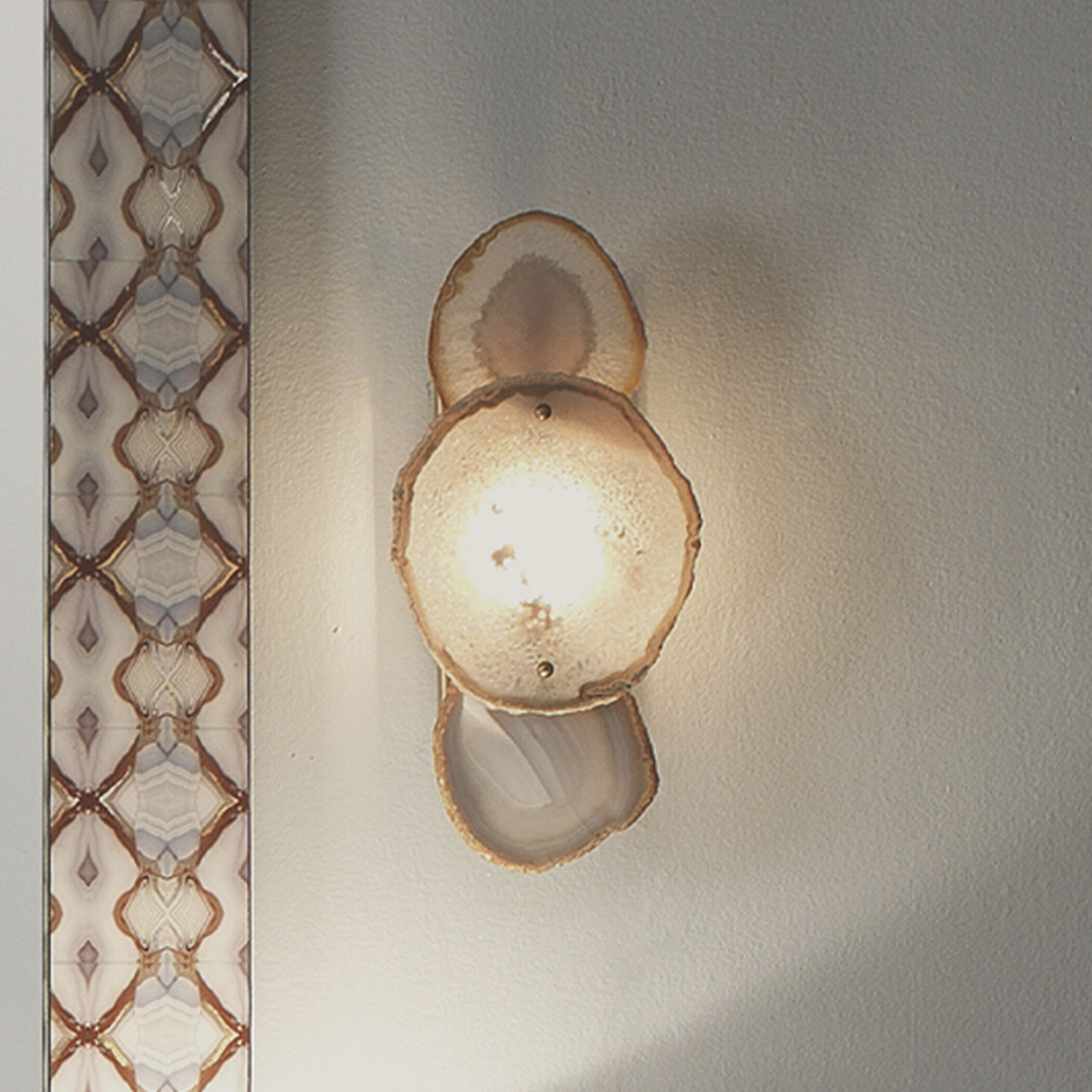 Trinity 1 Light 7 inch Pale Lavender Agate & Antique Brass Wall Sconce Wall Light