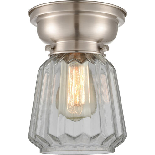Aditi Chatham LED 6 inch Brushed Satin Nickel Flush Mount Ceiling Light in Clear Glass, Aditi