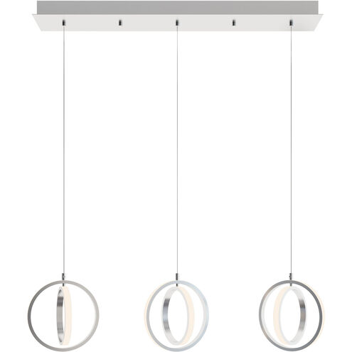 Lock 3 Light 9 inch Satin Nickel Linear Pendant Ceiling Light