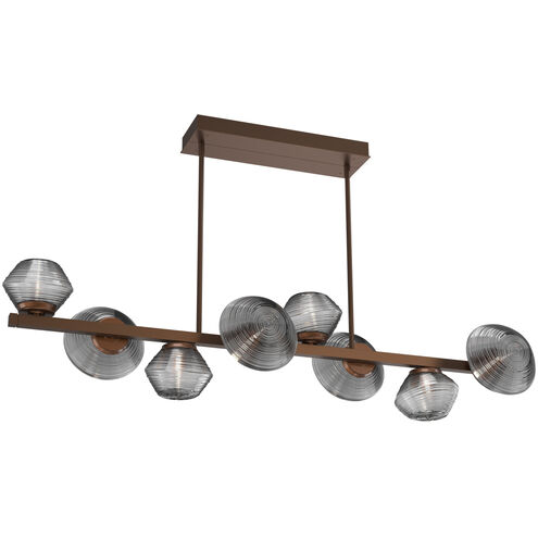Mesa LED Burnished Bronze Linear Multi-Pendant Ceiling Light in Smoke, 2700K LED, Twisted Branch