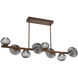 Mesa LED Burnished Bronze Linear Multi-Pendant Ceiling Light in Smoke, 2700K LED, Twisted Branch