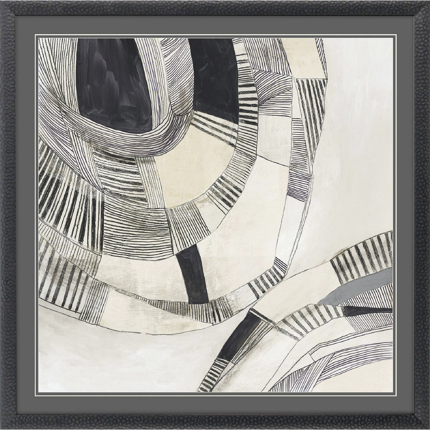 Shadowed Symmetry Tangled Darkness Black and Beige and Gray and Neutral Framed Art