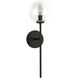 Alora Mood Cassia 1 Light 6 inch Matte Black Bath Vanity Light Wall Light in Clear Glass Shade