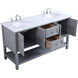 Metropolis 60 X 22 X 34 inch Grey Vanity Sink Set