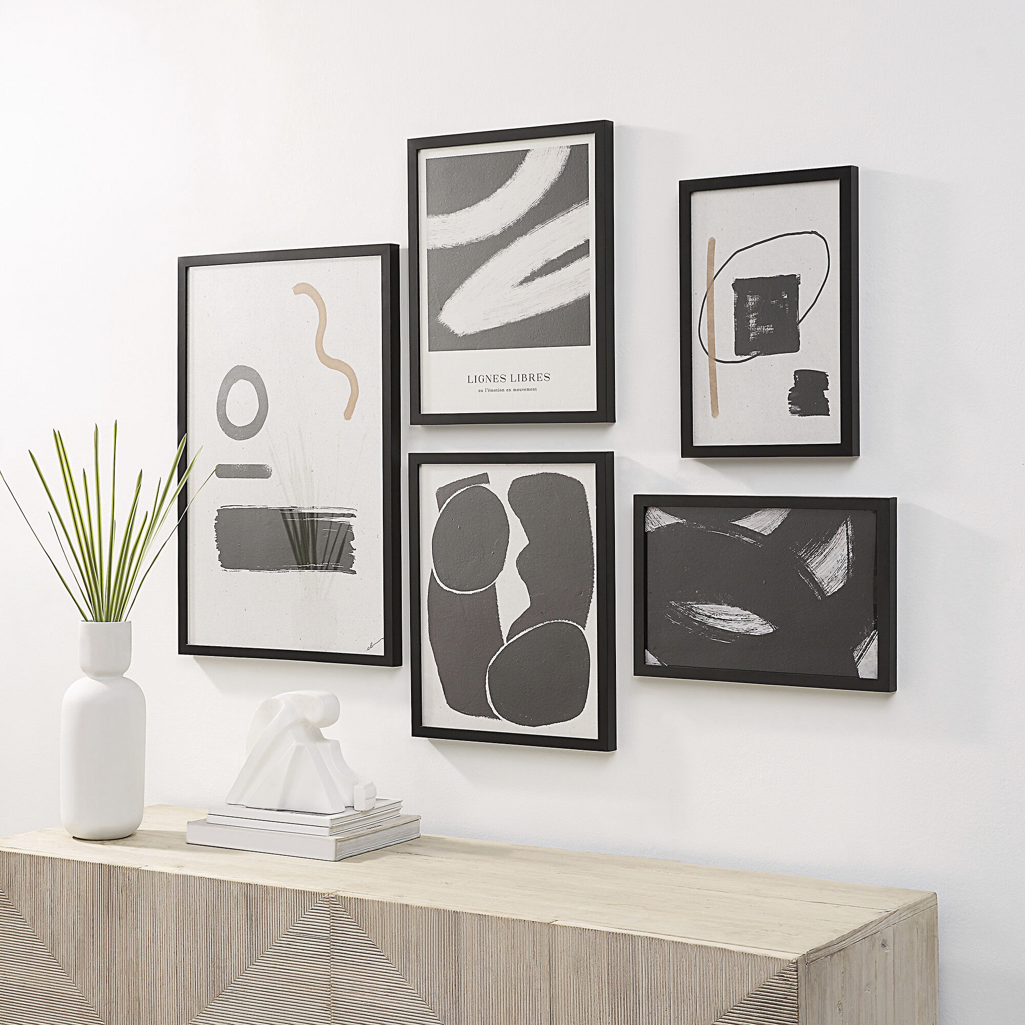 Carife Black/White Wall Art, 5 Piece