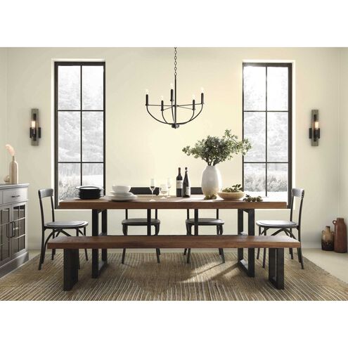 Leyden 5 Light 22 inch Matte Black Chandelier Ceiling Light
