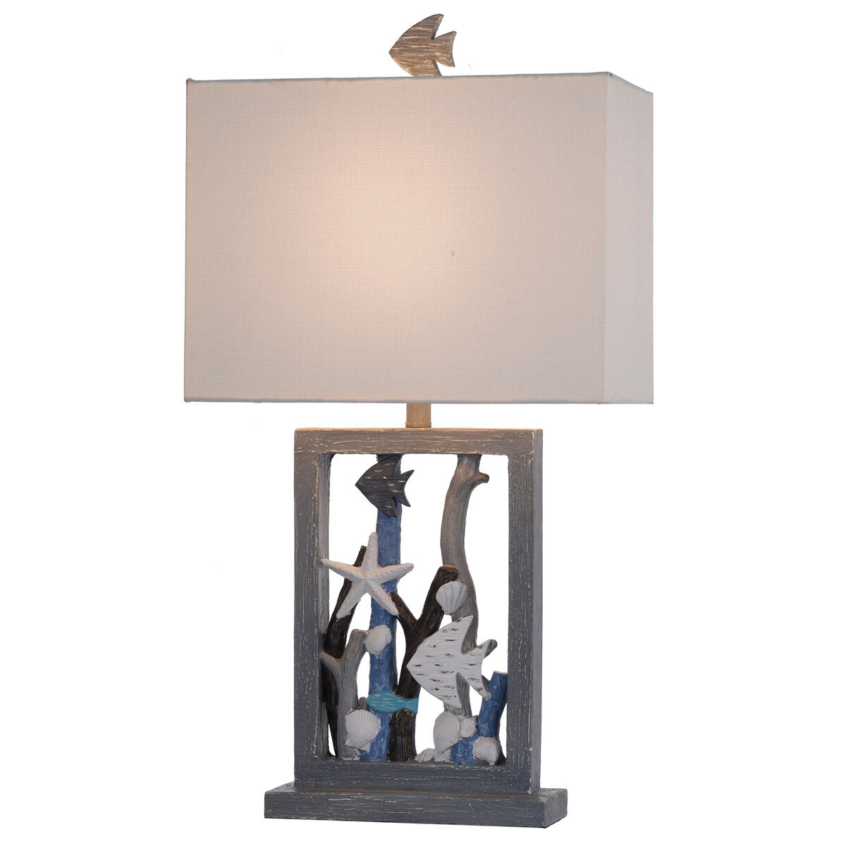 Seaford 13 inch 100 watt Blue and Multi- Neutrals Table Lamp Portable Light