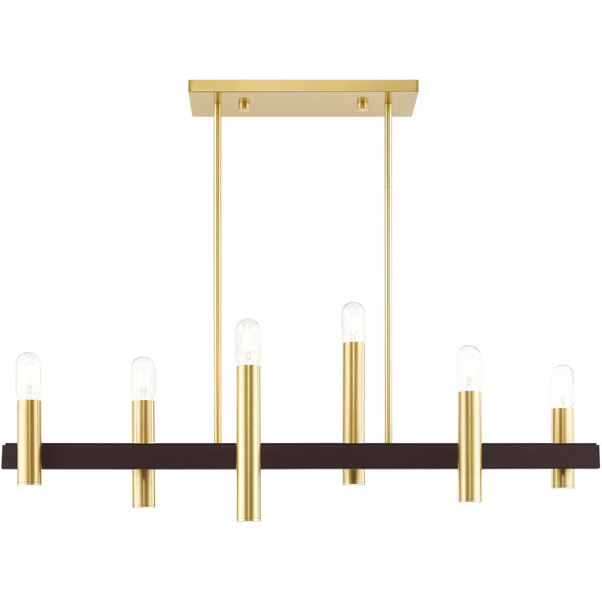 Helsinki 6 Light 8.25 inch Satin Brass with Bronze Accents Chandelier Ceiling Light