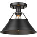 Orwell 1 Light 10 inch Matte Black Flush Mount Ceiling Light, Damp