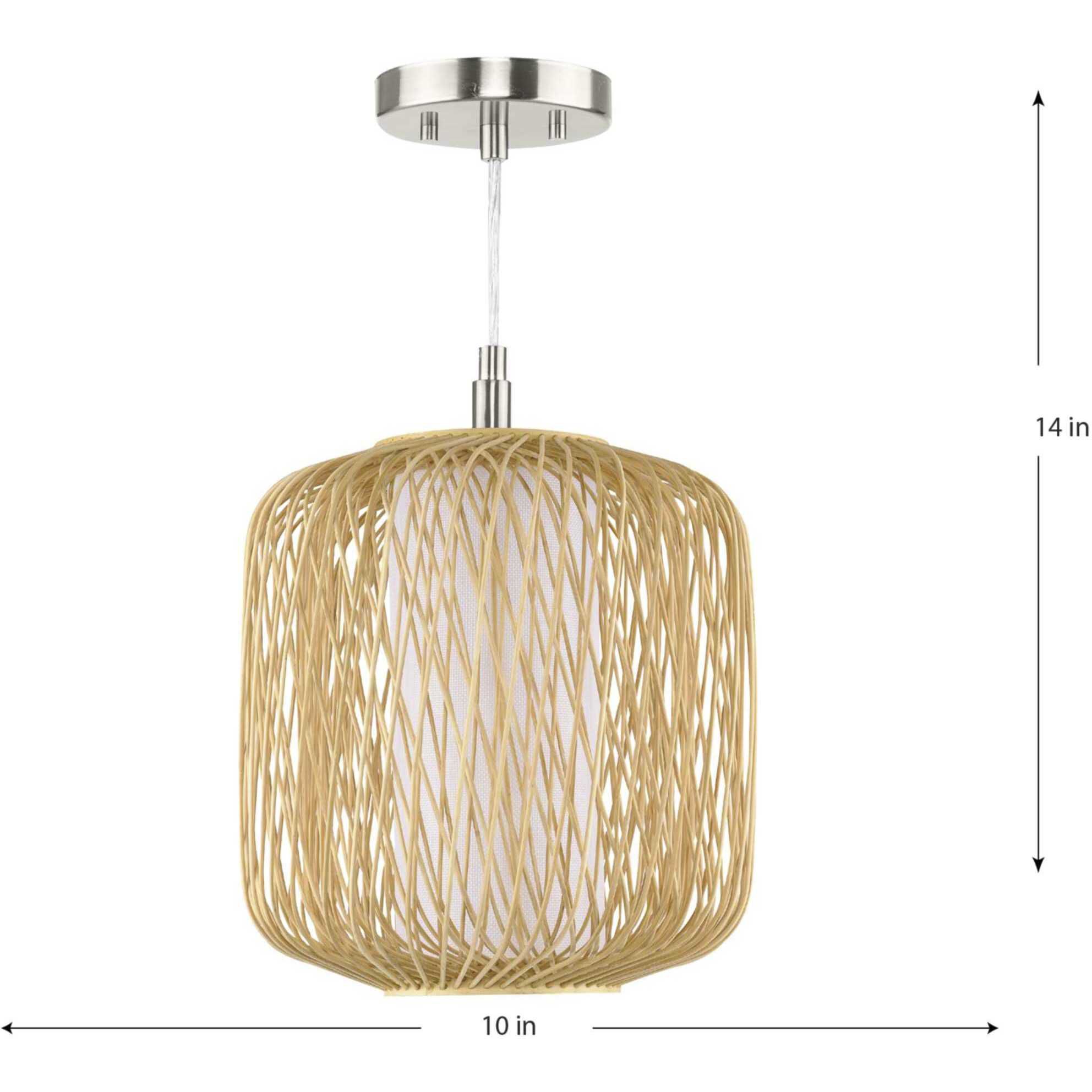 Cordova 1 Light 10 inch Natural Rattan Mini Pendant Ceiling Light, Design Series