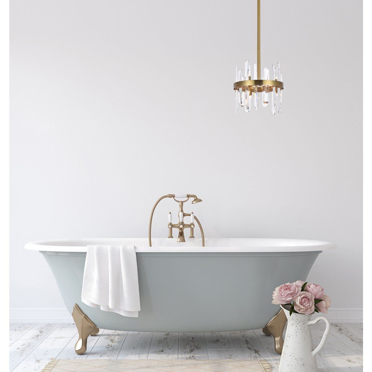 Serena 6 Light 12 inch Satin Gold Pendant Ceiling Light