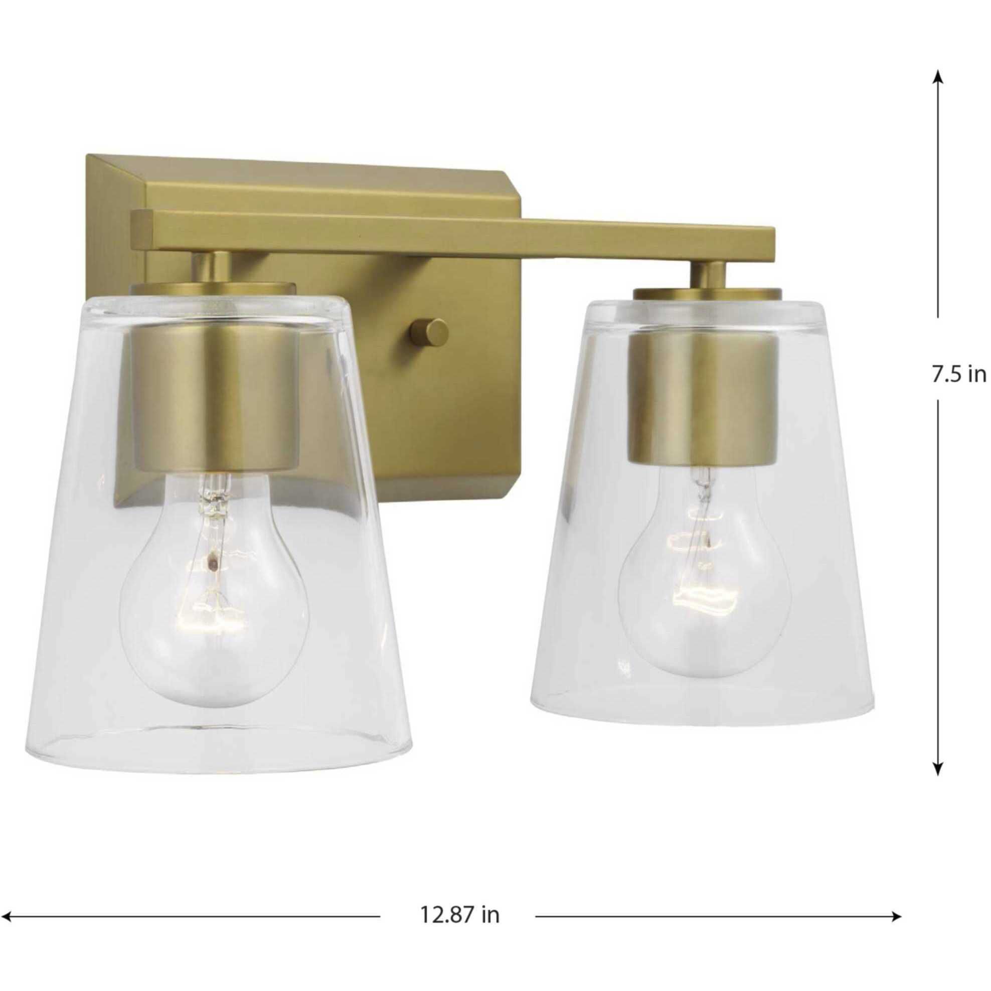 Vertex 2 Light 12.87 inch Brushed Gold Bath Light Wall Light