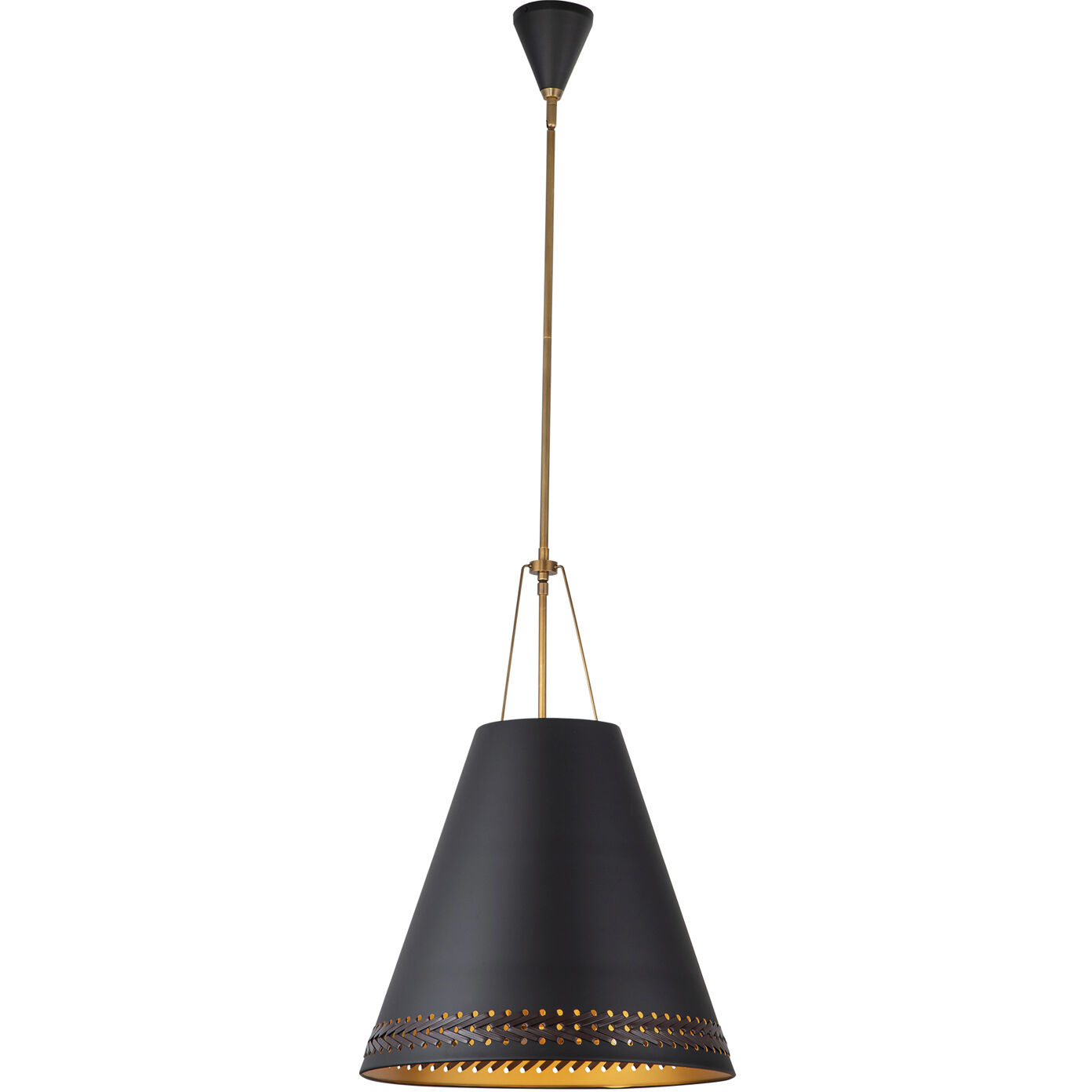 Brickell Pendant Ceiling Light in Matte Black and Hazelnut Leather