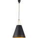 Brickell Pendant Ceiling Light in Matte Black and Hazelnut Leather
