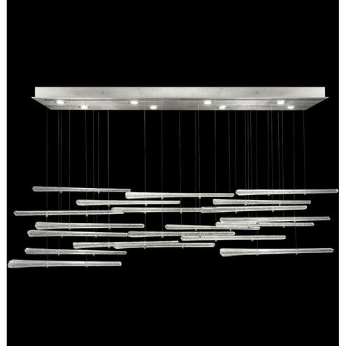 Elevate 8 Light 62 inch Silver Pendant Ceiling Light in Silver Leaf, Crystal Stardust Spires Studio Glass