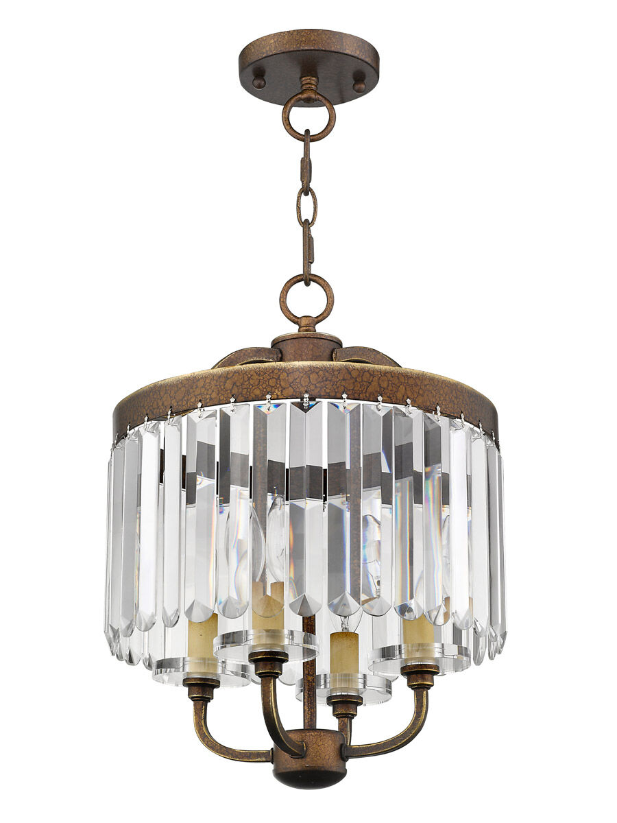 Ashton 4 Light 13 inch Hand Painted Palacial Bronze Convertible Mini Chandelier/Ceiling Mount Ceiling Light