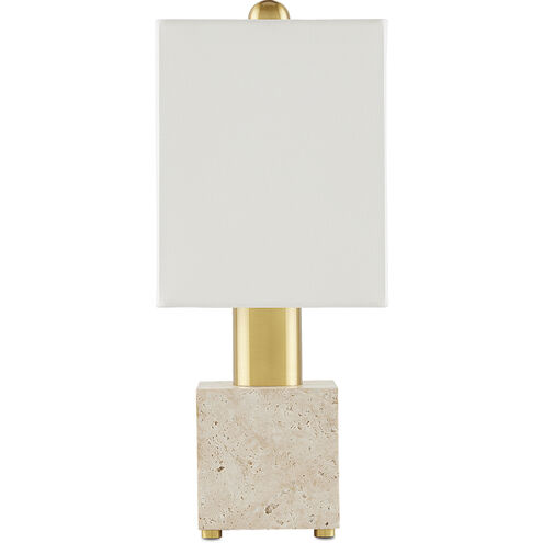 Gentini 18 inch Beige/Antique Brass Table Lamp Portable Light