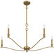 Transitional 5 Light 42 inch Natural Brass Chandelier Ceiling Light