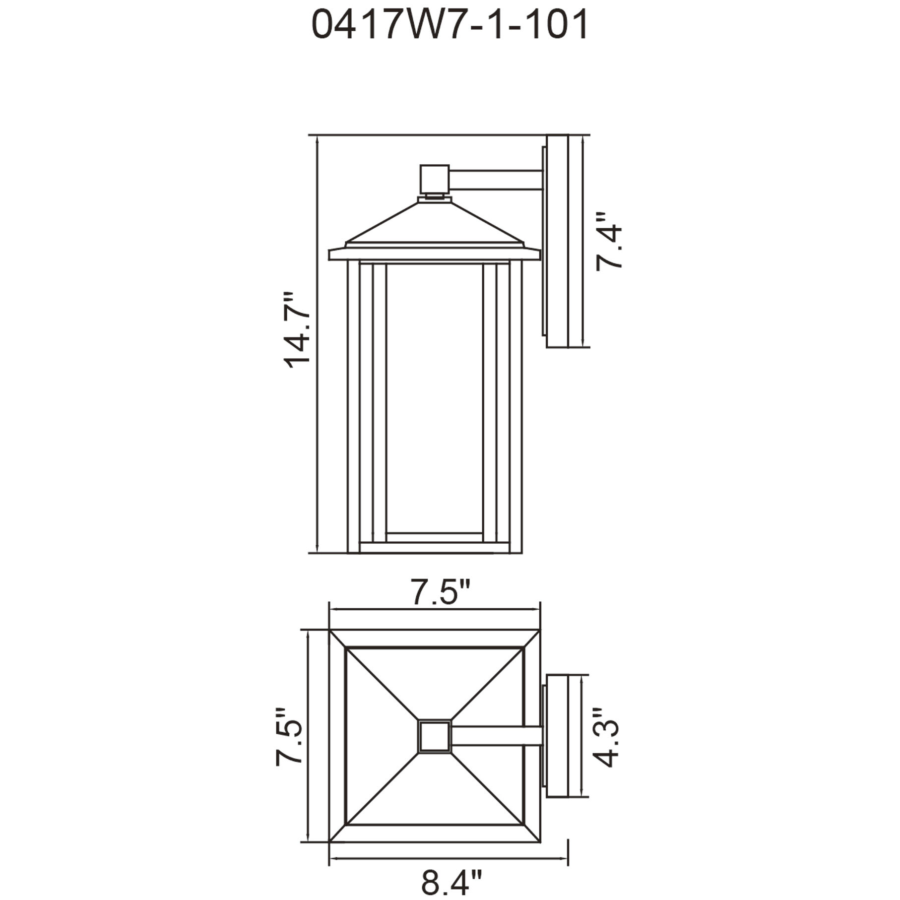 Crawford 1 Light 14.7 inch Black Outdoor Wall Light