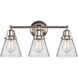 Aditi Small Cone 3 Light 22.25 inch Brushed Satin Nickel Bath Vanity Light Wall Light, Aditi