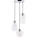 Gene 3 Light 17 inch Chrome Pendant Ceiling Light