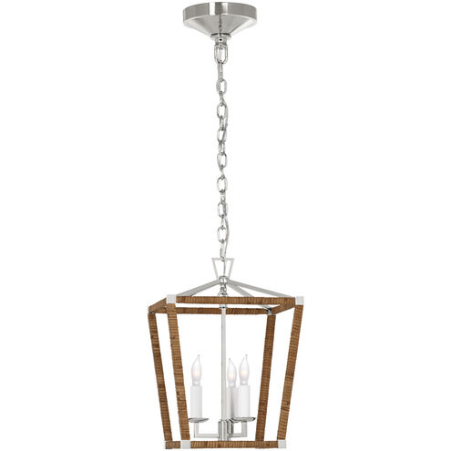 Chapman & Myers Darlana5 LED 9.75 inch Polished Nickel and Natural Rattan Wrapped Lantern Pendant Ceiling Light, Mini