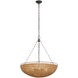 Chapman & Myers Clovis LED 28 inch Aged Iron and Natural Wicker Chandelier Ceiling Light, Medium