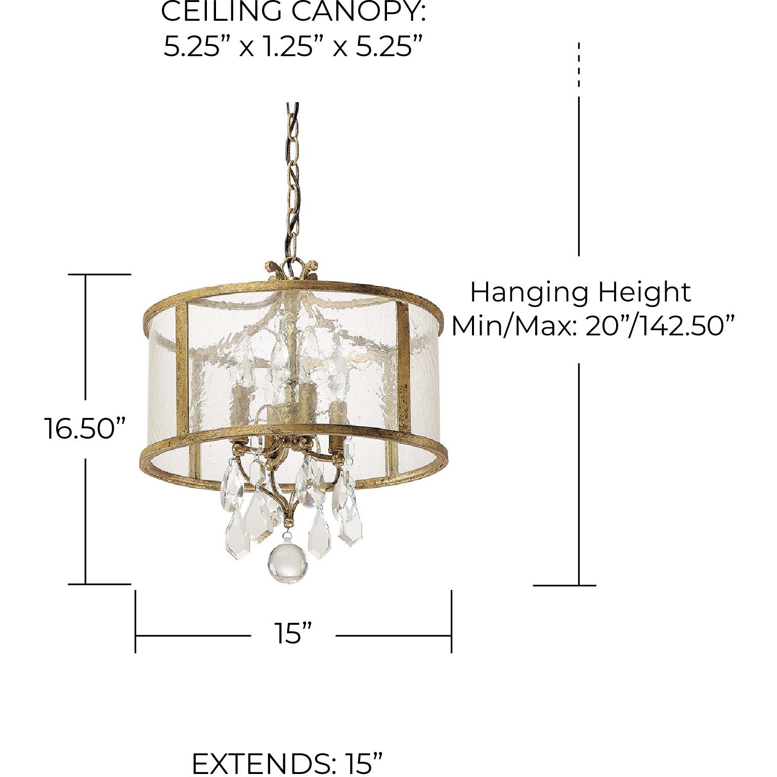 Blakely 4 Light 15 inch Antique Gold Pendant Ceiling Light