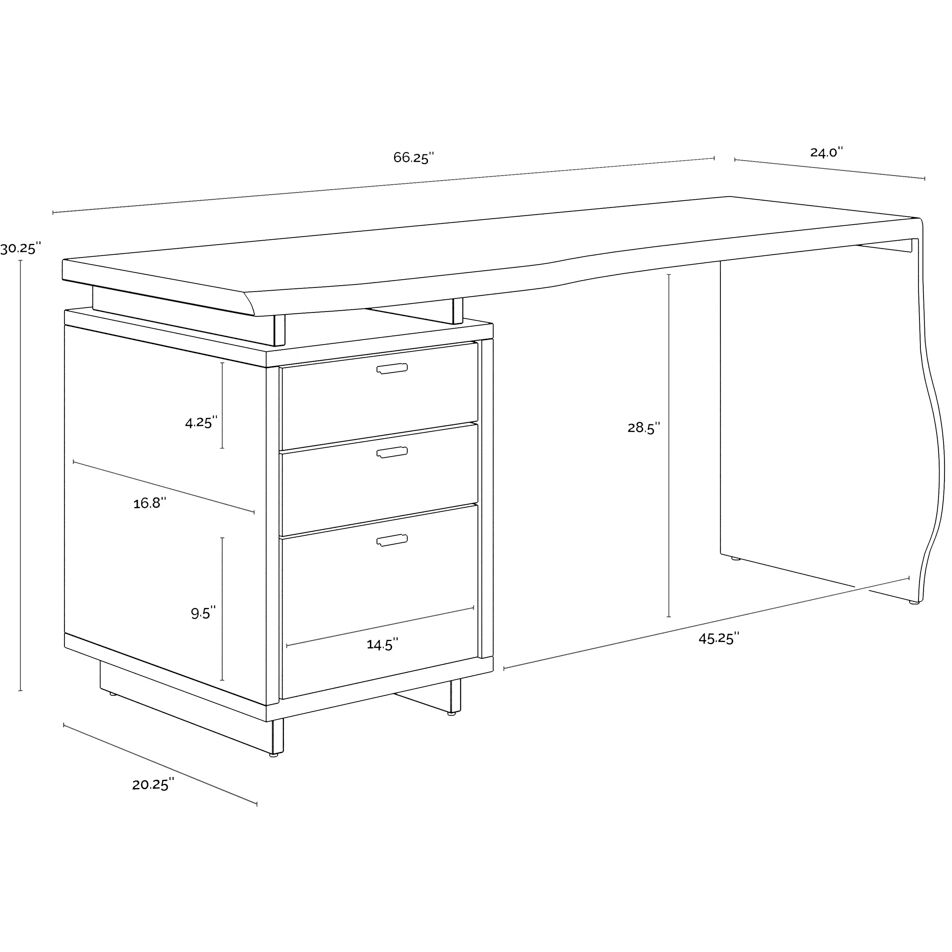 Lewis 66.25 X 24 inch Grey Desk