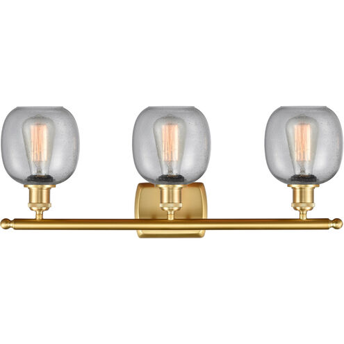 Ballston Belfast 3 Light 26 inch Satin Gold Bath Vanity Light Wall Light in Seedy Glass, Ballston