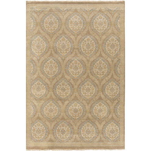 Jade 108 X 72 inch Tan / Wheat / Beige / Pale Blue / Ice Blue Handmade Rug