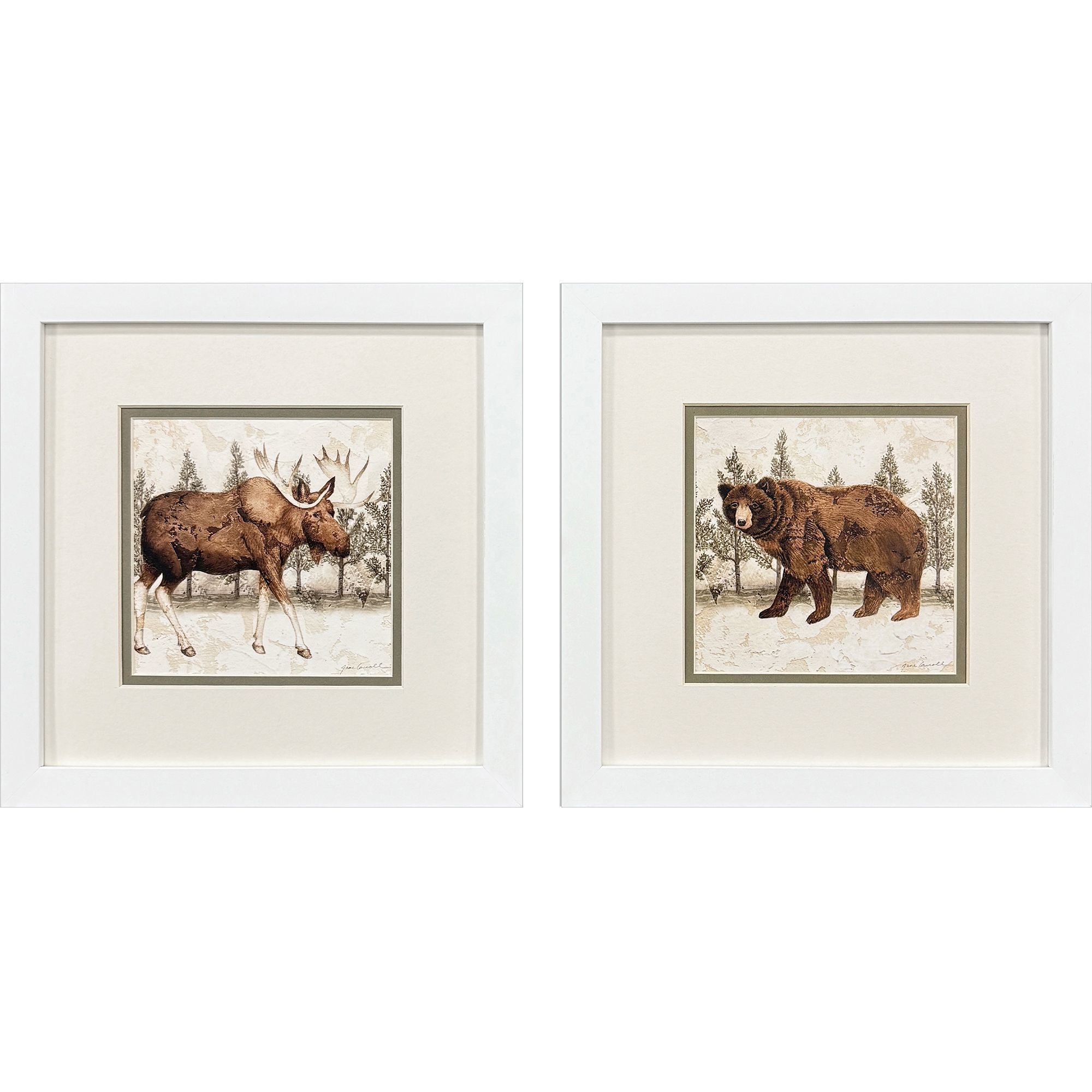 Lodge Moose Bear Brown and Beige Framed Art, Propac