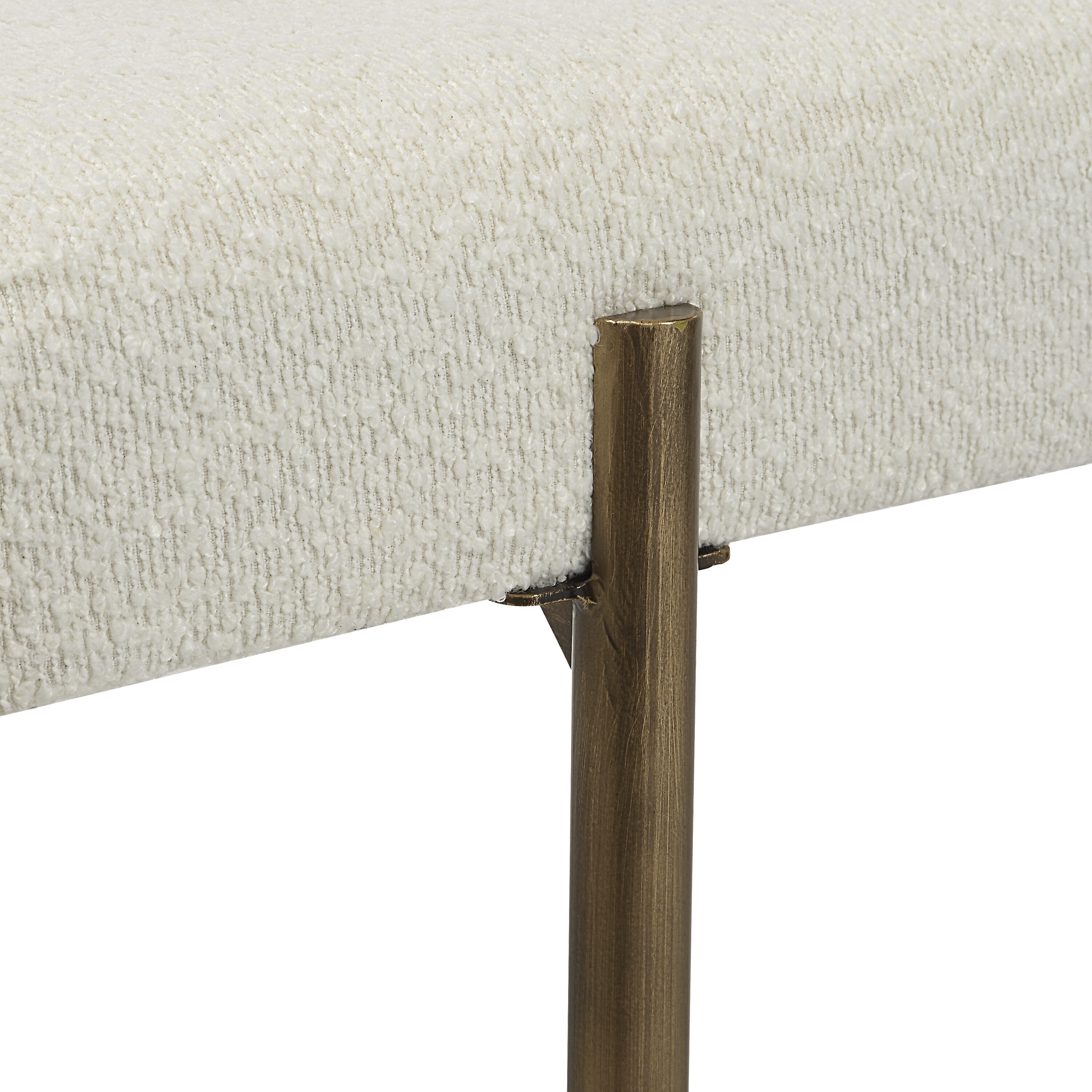 Indus Ivory and Dark Antique Brushed Brass Bench