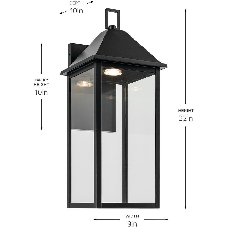 Prin 1 Light 22 inch Black Outdoor Wall Light, Large