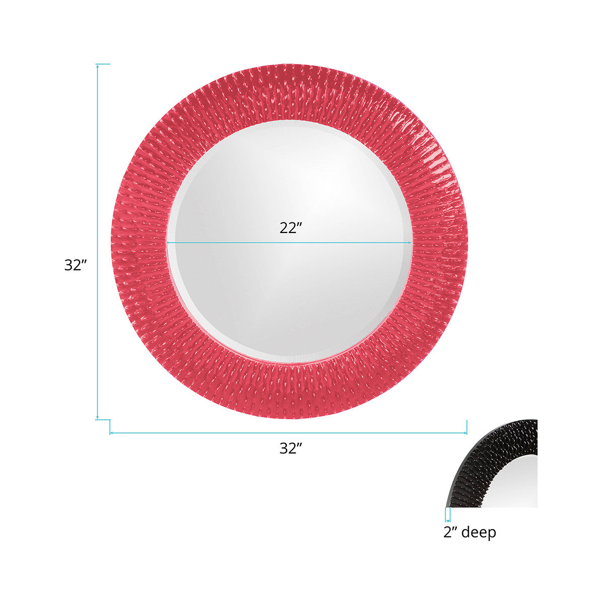 Bergman 32 X 32 inch Glossy Hot Pink Wall Mirror